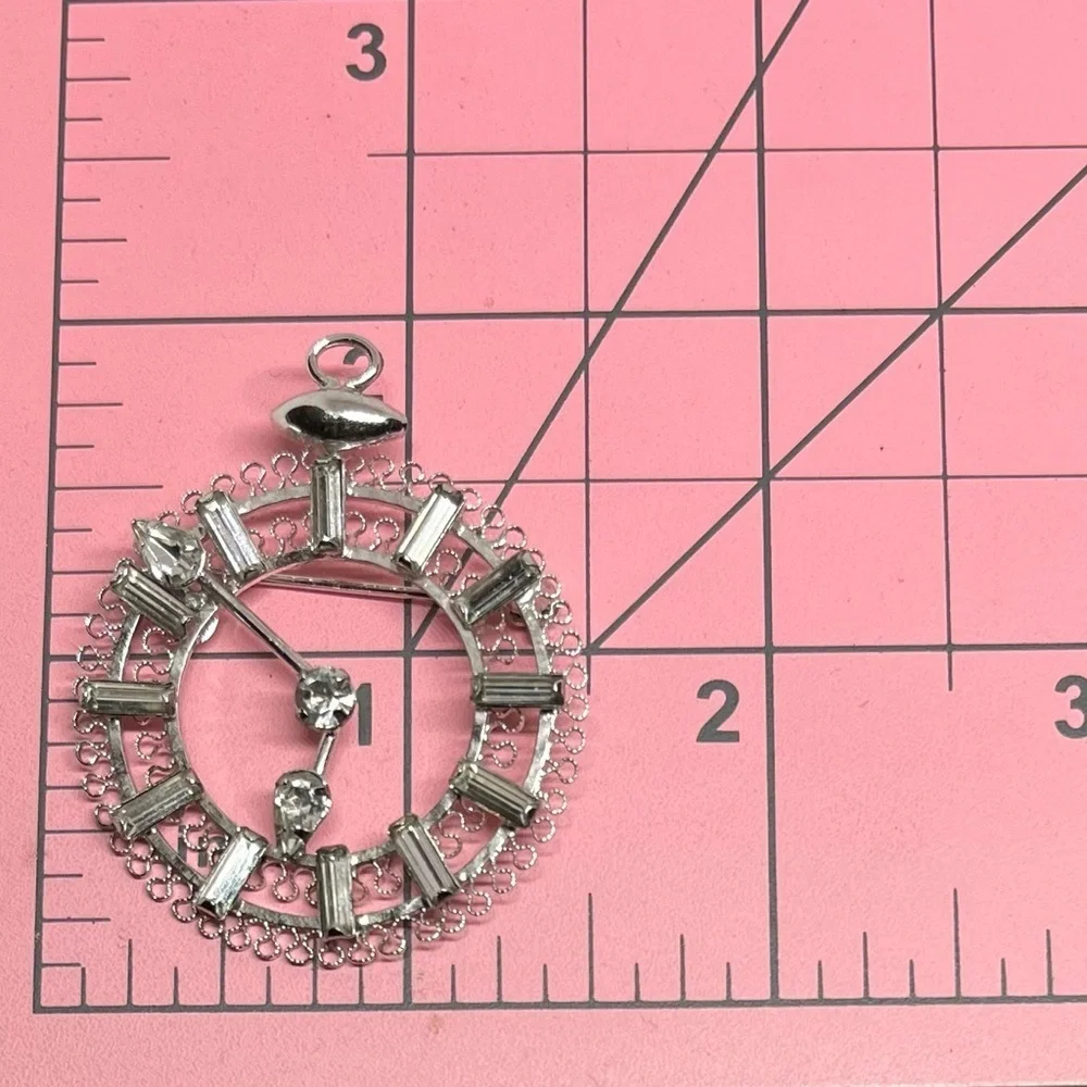 Vintage Sterling Star-Art Clock Brooch/Pendant